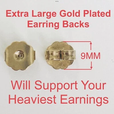 Respaldos de pendientes quirúrgicos extra grandes hipoalergias de acero inoxidable o chapados en oro Foto 1 de 4