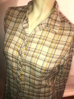 VTG 70S 80S WOMENS SMALL PLAID LONG SLEEVE ROCKABILLY COWBOY WESTERN SHIRT - Image 1 of 4
