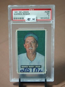 1951 BOWMAN #236 WARREN KOSAR PSA GRADO EX 5 - Foto 1 di 2