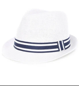 Class Club Boys Contrast Inset-Band Straw Fedora Hat New - Picture 1 of 12