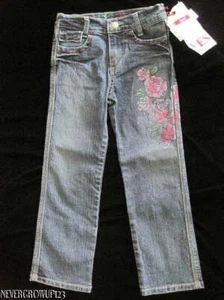 LITTLE GIRLS SIZE 5 YES DENIM JEANS W/ ROSES~NWT - Picture 1 of 1