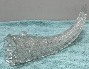 Rare Vintage Cut Glass Cornucopia Trumpet Horn Funeral Flower Holder Vase - Picture 1 of 9
