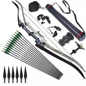 30-70lbs Archery Takedown Recurve Bow Set Fiberglass Arrows Target Hunting Shoot - Picture 1 of 9
