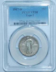 1917 D T2 PCGS VF30 Type 2 Standing Liberty Quarter - Picture 1 of 2