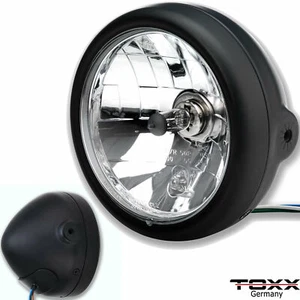 ToXx H4 Faro De Moto Negro Vidrio Chopper Cafe Racer Custom 5 3/4 Pulgadas - Imagen 1 de 6