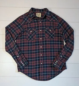 American Living Pearl Snap Flannel Button Up Shirt Multicolor Plaid Mens Medium - Picture 1 of 5