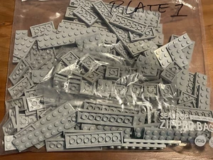 LEGO LOT OF 210+ LIGHT BLUISH GRAY FLAT PLATES 2X2 2X3 2X4 2x6 2x8 2x10 2x12 ... - Picture 1 of 3