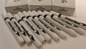 10 x High Quality Black Whiteboard Drywipe Marker Pens Bullet Tip - Picture 1 of 3