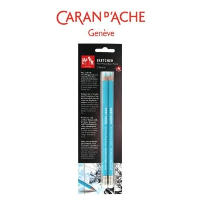 Caran d'Ache Skizzierer ohne Foto blauer Bleistift 2er Set
