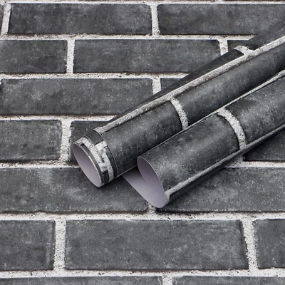 Papel de parede Heloho 17,7" X 118" tijolo cinza descascar e colar autoadesivo removível - Imagem 1 de 4