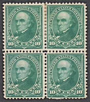 US Sc# 273 *MINT OG H* { SCARCE -VF- BLOCK OF 4 } 10c WEBSTER DL-WMRK FROM 1895 - Image 1 of 4