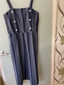 Oasis Size 12 Blue Jumpsuit With White Stripe - Picture 1 of 6