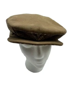 Vintage Tweed Cabbie Newspaper boy Hat - Made In USA - Large- Wool/Suede - Picture 1 of 8