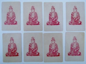 GRUPPE VON 8 ALTEN CHINESISCHEN SPIELKARTEN mit Buddha-Rückseite - Bild 1 von 2