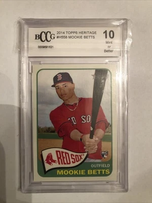 2014 topps heritage mookie betts Rookie BCCG 10 Red Sox Dodgers - Image 1 of 4