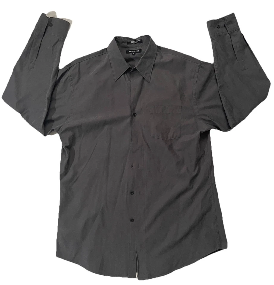 Camisa BRANDINI Coreana Para Hombre Con Botones Talla M, Gris, Poliéster, Nylon Foto 1 de 4