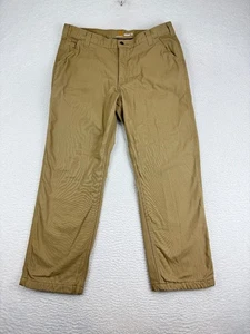 Carhartt Flannel Lined Rugged Flex Rigby Dungaree Work Pants Mens 38x30 Tan - Picture 1 of 8