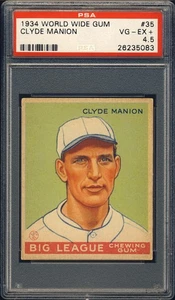 1934 World Wide Gum #35 Clyde Manion PSA 4.5 Cincinnati Reds - Picture 1 of 1