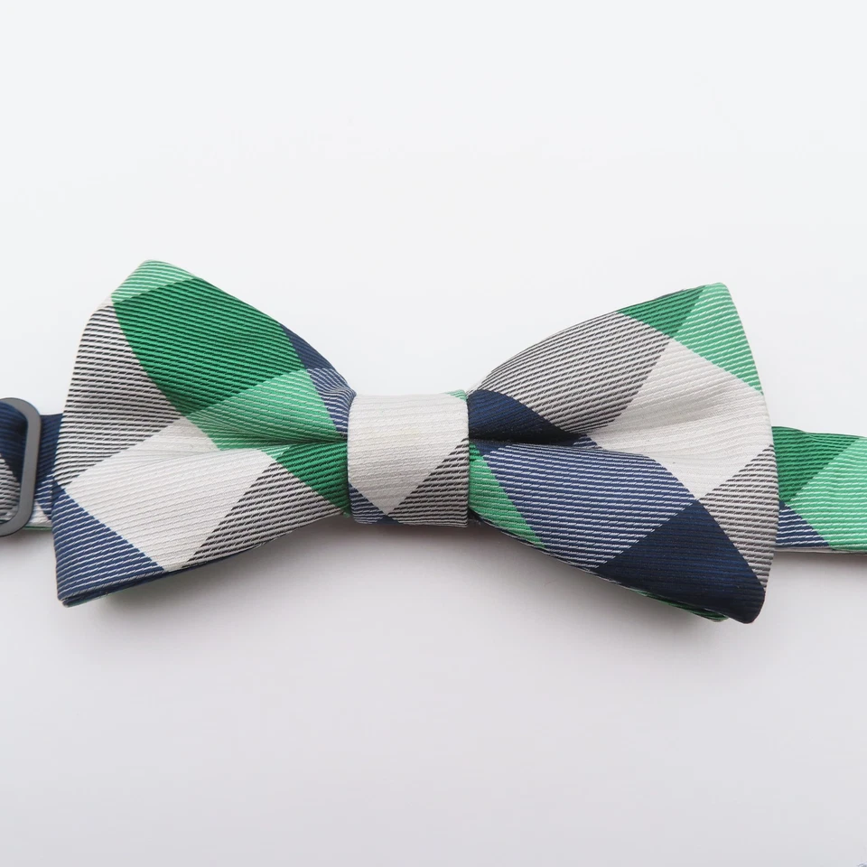 Pajarita Chaps verde azul a cuadros 2" de ancho preatada poliéster Foto 1 de 3