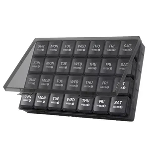 Weekly Pill Box 7 Day 28 Compartment Holder Tablet Organiser Dispenser Storage - Picture 1 of 13
