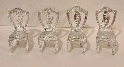Винтажный металлический мини стулья кукольный домик стул олова викторианской французский набор из 4 #1 - Изображение 1 из 4
