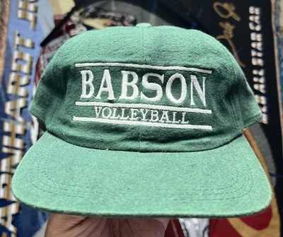 Vintage Babson College Volleyball Hat The Game Snapback Split Bar Green Cotton - Image 1 of 4