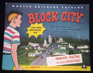 VTG 1950s BLOCK CITY TOY BRICK TOWN MASTER BUILDERS CATALOG M - Picture 1 of 5