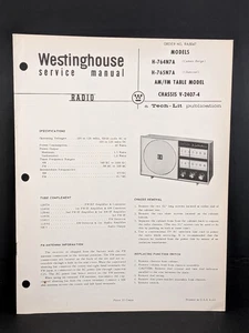 Westinghouse Radio Service Manual Model H764N7A Chassis V-2407-4 10 Pg - Picture 1 of 3
