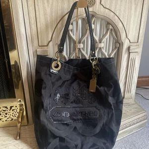 Bolso Cartera Coach Madison Raro De Colección #13001 Negro Grande Firma Op Art - Imagen 1 de 16