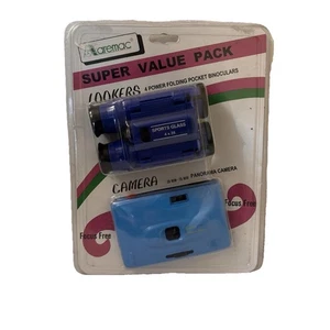 Vtg Sealed Aremac Lookers Folding Pocket Binoculars & Camera Super Value Pack - Picture 1 of 6