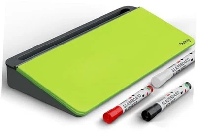  Glass Desktop Whiteboard with Storage - Dry Erase Board, Work Desk Neon Green - Image 1 of 4