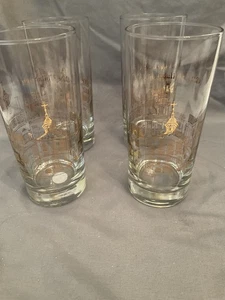 Vintage Olde Philadelphia 4 Longdrinkgläser Strohbrücke & Clothier Gold - Bild 1 von 3