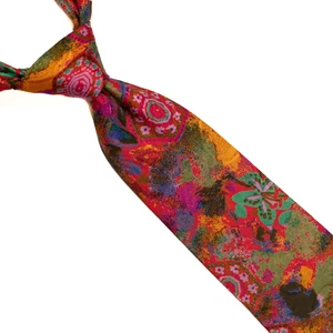 Brioni Silk Tie Colorful Abstract Floral 60x4” Handmade Italy Vintage Luxe - Picture 1 of 8