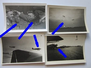 11 Fotos Luftwaffe Fallschirmjäger Fallschirmsprung Ju 52 im Flug Flugzeug - Bild 1 von 8