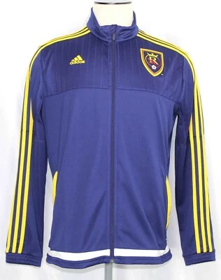 Jaqueta de treino Adidas Real Salt Lake 2014 azul amarela zíper completo feminina tamanho 2XL - Imagem 1 de 4