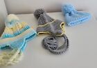 Set Of 3 Handmade Baby Boys Hats - Crochet 0-6 Months 