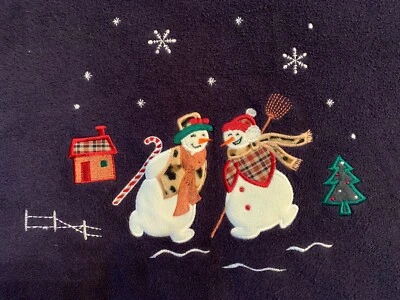 Capacity Azul Marino Polar Lg Navidad Suéter Pequeño Nieve Pareja Bordado Aplique Foto 1 de 4