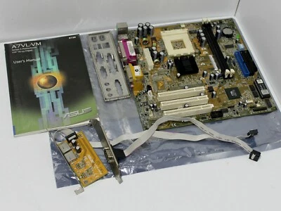 Asus A7VL-VM, Socket A, ViA Apollo KLE133 - WORKING. WITH ORIGINAL MANUAL - Image 1 of 4
