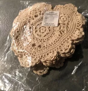 12 Pack Crocheted Doilies Decorative 8" Hand Made Beige Heart Shaped New - Picture 1 of 8