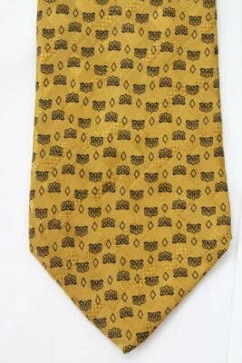 Brioni Necktie Mens Silk Luxury Designer Tie Gold Owls Diamonds 60"x 3.75" Italy - Image 1 of 4