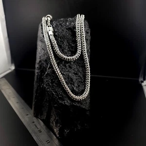 Collana vintage argento sterling BALI 7mm catena di grano GRANDA 83g lunga 28 pollici - Foto 1 di 12