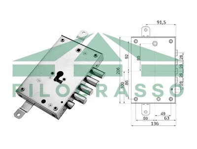 SERRATURA PORTA BLINDATA CILINDRO EUROPEO PER MOTTURA SECUREMME 4 PERNI