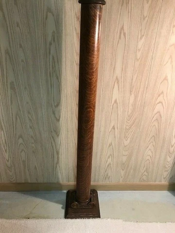 antique architectural  solid oak pillar ornate carving on base 53" tall Cover