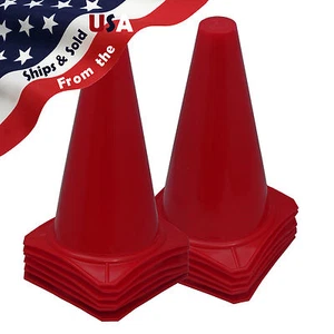 9" inch RED Cones Sport Agility Traffic Field Soccer Football Training QTY 12 - Picture 1 of 8