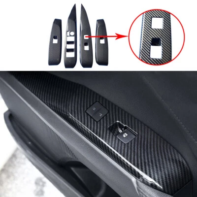 Cubierta del panel de control de ventana de color fibra de carbono apta para Toyota Camry 2018-2022 Foto 1 de 4