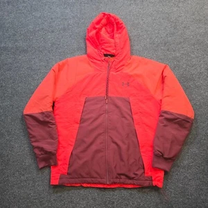 Under Armour Jacket Men Size XL Orange Spring Insulate Puffer Zip Casual Athleti - Picture 1 of 10
