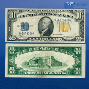 Fr.2309 1934A $10 Silver Certificate Yellow Seal "North Africa", VF+ #73300 - Picture 1 of 1