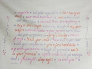 Vintage Mom Advice Pillowcase College Girls Co-ed Sweet Homesick Love Mom Brand - Picture 1 of 6
