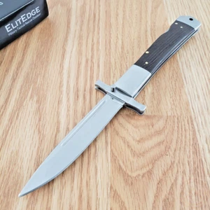 ElitEdge Folding Knife 4.13 Satin Finish Stainless Steel Blade Brown Wood Handle - Picture 1 of 12