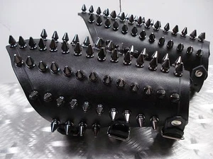LEATHER SPIKED BLACK GAUNTLETS.DEATH METAL...(MDLG0206).....AKERCOCKE'S - Picture 1 of 9
